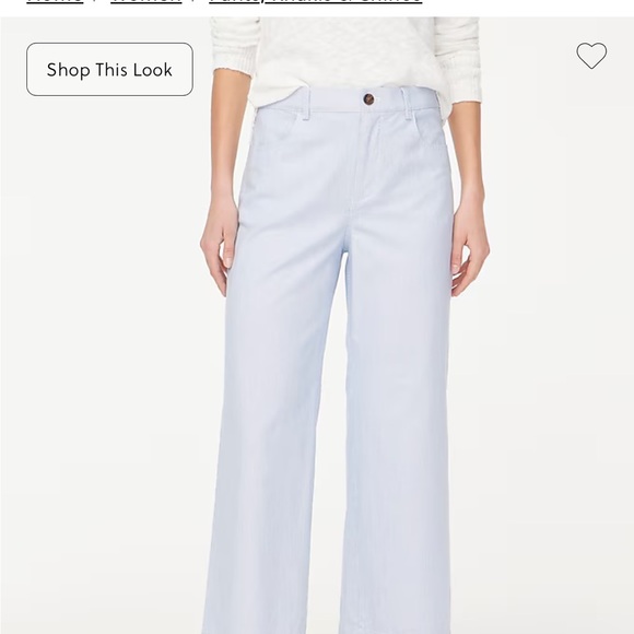 J. Crew Women's Light Blue pinstrip wide leg pants, NWOT, Size 32 - Picture 1 of 14